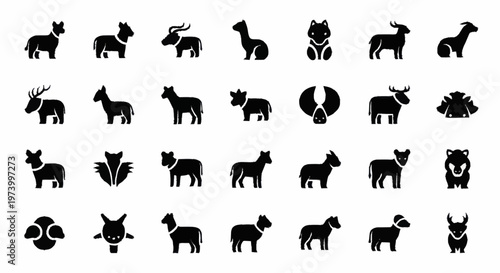 Photography Black silhouettes of various wild animals.