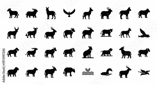 Silhouettes of various wild animals.
