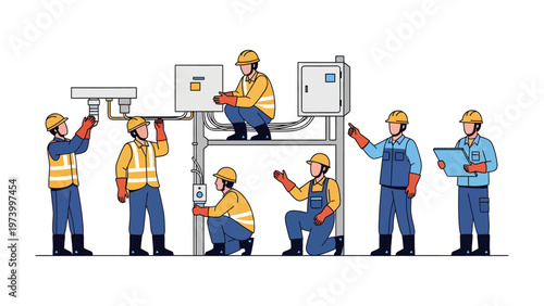 Industrial Harmony: Engineers and technicians collaborate in a structured and efficient manner to ensure seamless operations and achieve optimal results.