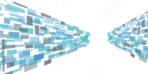 Abstract geometric blue rectangle pattern perspective background