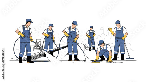 Professional Cleaning Service: A team of diligent professionals executes comprehensive cleaning procedures, meticulously sanitizing an area, and showcasing the commitment to cleanliness. 