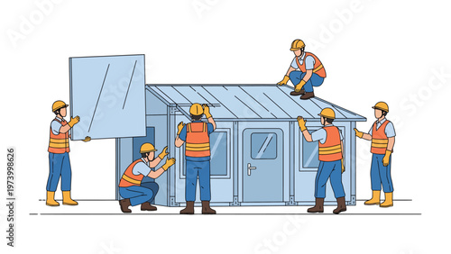 Construction Crew Assembling a Structure: A diligent construction crew meticulously assembles a building, working in unison to construct a sturdy and functional structure.