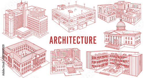Various architectural building designs and structures.