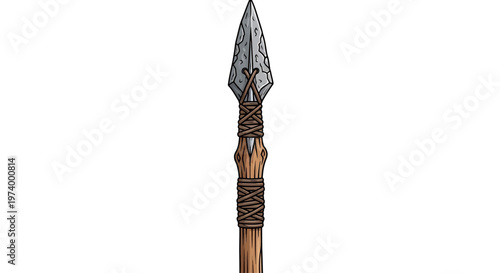 Ancient spear with sharp metal point.