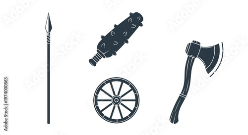 Medieval Weapons and Tools Set.