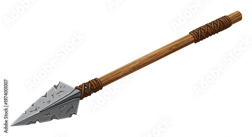 Spear with sharp metal point weapon.