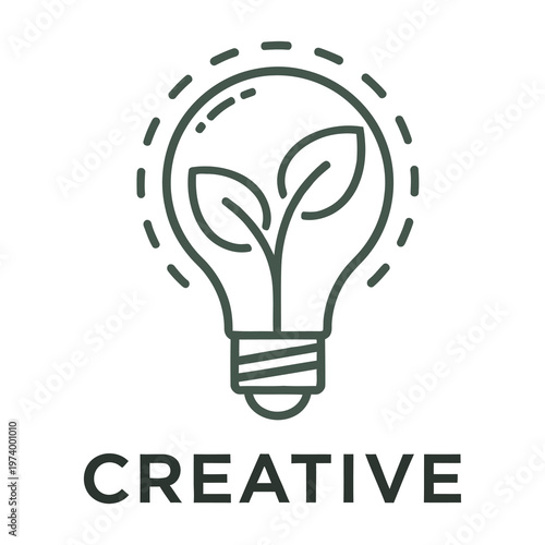 Eco friendly creative idea light bulb with green leaves  innovative thinking concept icon