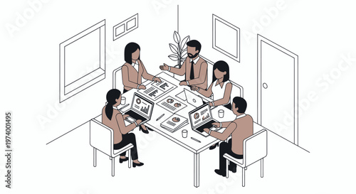 Business people sitting around table.