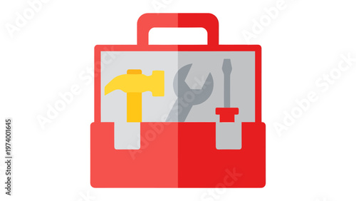 Toolbox of Precision: A vibrant illustration showcases an open toolbox, revealing essential hand tools like a hammer, wrench, and screwdriver. Symbolizing reliability and functionality.