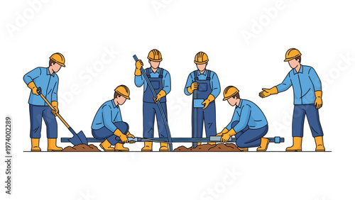 Construction Crew at Work: A team of skilled construction workers, meticulously collaborating on a project, each member dedicated to their specific task.