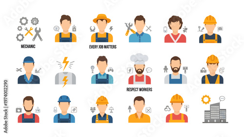 Professions: A diverse representation of essential professions, each individual embodying the dedication and expertise required in their respective fields.