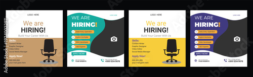We are hiring job vacancy social media post or square web banner template vector design We are hiring job vacancy web banner and social media post template
