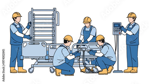Medical Equipment Assembly: A team of skilled technicians meticulously assembling medical equipment.