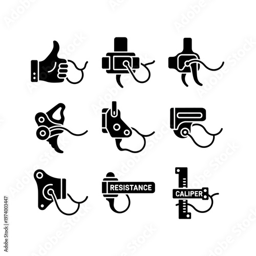 Set of Industrial Mechanical Components Icons Vector Illustration