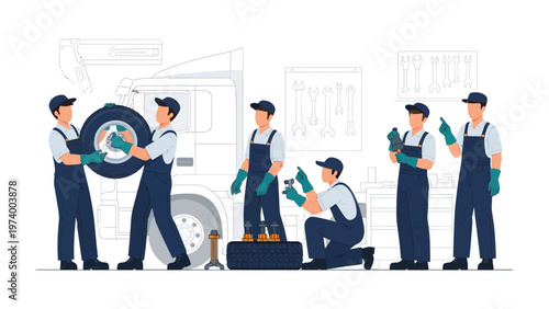 Expert Technicians at Work: A team of skilled technicians diligently working on the vehicle, showcasing expertise and dedication in every task.