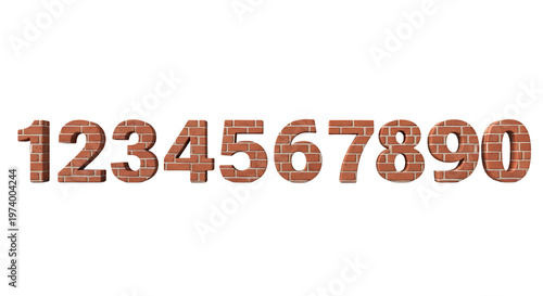 Sequence of numbers from 0 to 9 in rusty metal font isolated on transparent background