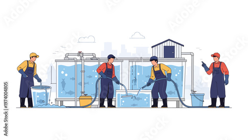 Water Treatment Professionals in Action: A team of skilled technicians diligently manages the crucial process of water treatment, showcasing the intersection of science and infrastructure.