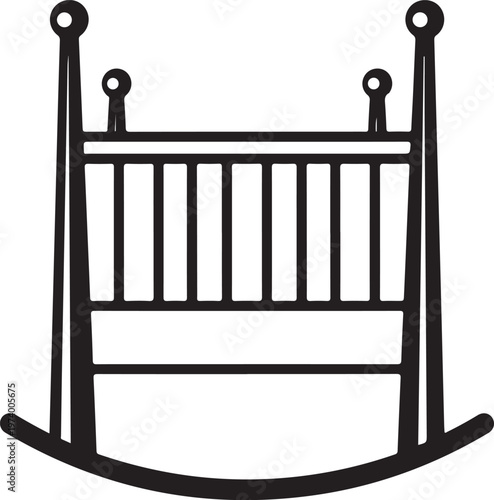 Baby crib rocker icon vector isolated on transparent background, baby crib rocker sign, linear symbol and stroke design