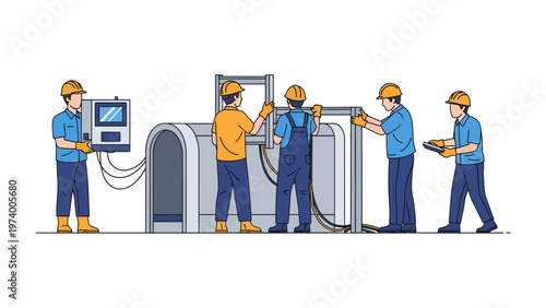 Construction Site Assembly: A team of diligent workers is immersed in a construction site assembly process, showcasing their expertise.