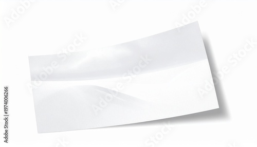 Blank white paper curving gently, casting a subtle shadow on a white background, perfect for design and presentation mockups