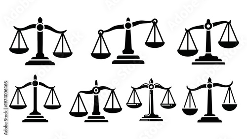 Justice Scales Icons - Symbol of Law, Balance, Equality, and Fairness