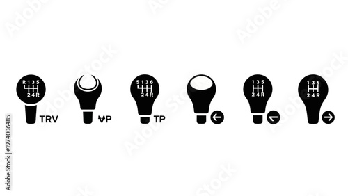 Manual Gear Shift Knobs Icons Set