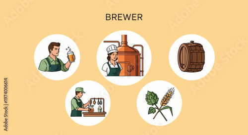 Modern Flat illustration of Brewery worker in a factory.