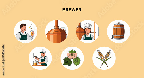 Brewery worker with beer equipment.