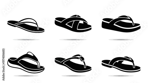 Summer Footwear Collection: Flip Flops and Sandals Icons