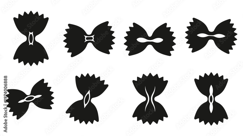 custom made wallpaper toronto digitalBowtie Pasta Shapes Collection - Black and White Silhouettes