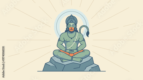 A serene illustration of Lord Shiva meditating on a mountain peak surrounded by a halo of light.