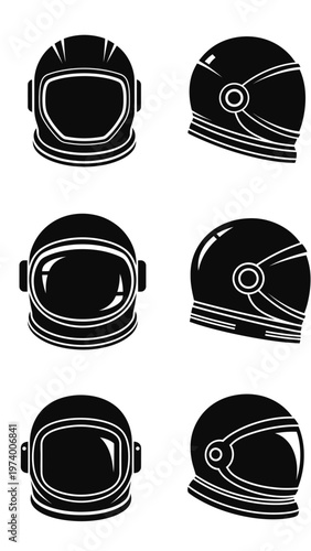 Wallpaper Mural Astronaut Helmet Icons Silhouette Set, Space Exploration Vector Graphics Torontodigital.ca