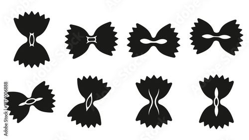 Bowtie Pasta Shapes Collection - Black and White Silhouettes