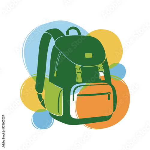 Wallpaper Mural Green Backpack with Colorful Abstract Circles Background - Vector Illustration Torontodigital.ca