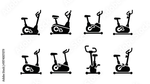 Wallpaper Mural Exercise Bike Icons Set - Various Styles and Designs Torontodigital.ca