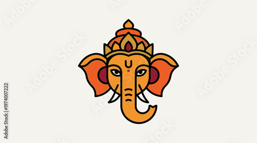 The orange elephant head illustration sits on a white background
