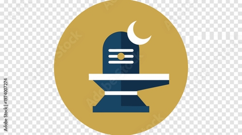 A serene illustration of a Hindu Shiva Linga with a crescent moon on top.