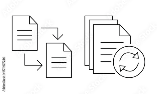File synchronization and document update refresh cycle vector icon set.Editable stroke, Vector illustration, Line art Icon, Symbols.