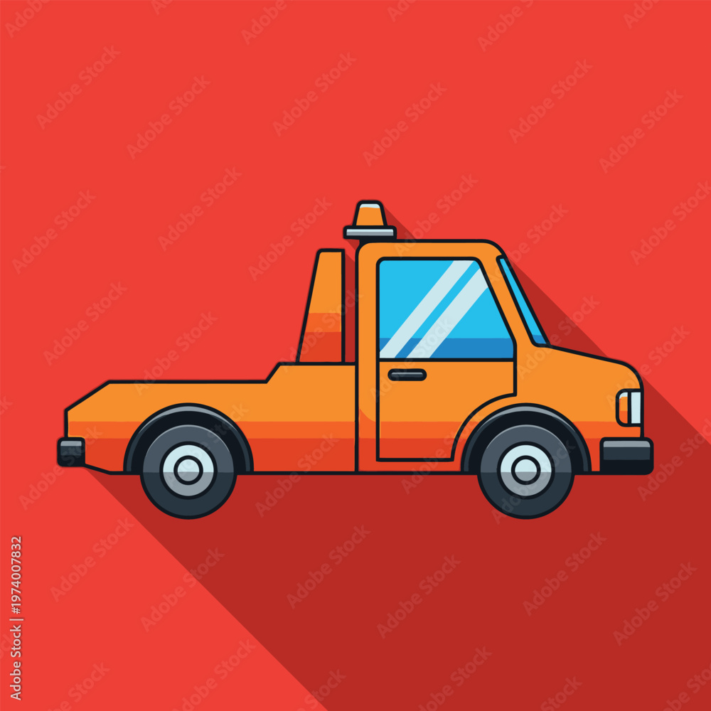 Naklejka premium Flat design illustration of orange taxi car with light on top transportation service vehicle icon