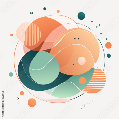 Abstract geometric shapes and colorful gradient forms in a dynamic composition