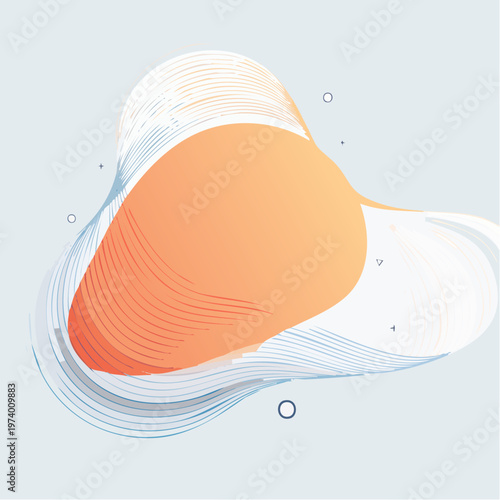 Abstract fluid organic shape with wave lines and dots, modern design element