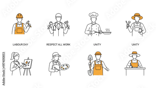 Celebrating Occupations: A diverse visual array showcasing various professions, celebrating the invaluable contributions of different vocations.