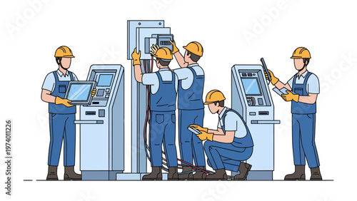 Technicians at Work: A team of skilled technicians meticulously works on the intricate machinery, showcasing the precision and expertise required in the industrial field. 