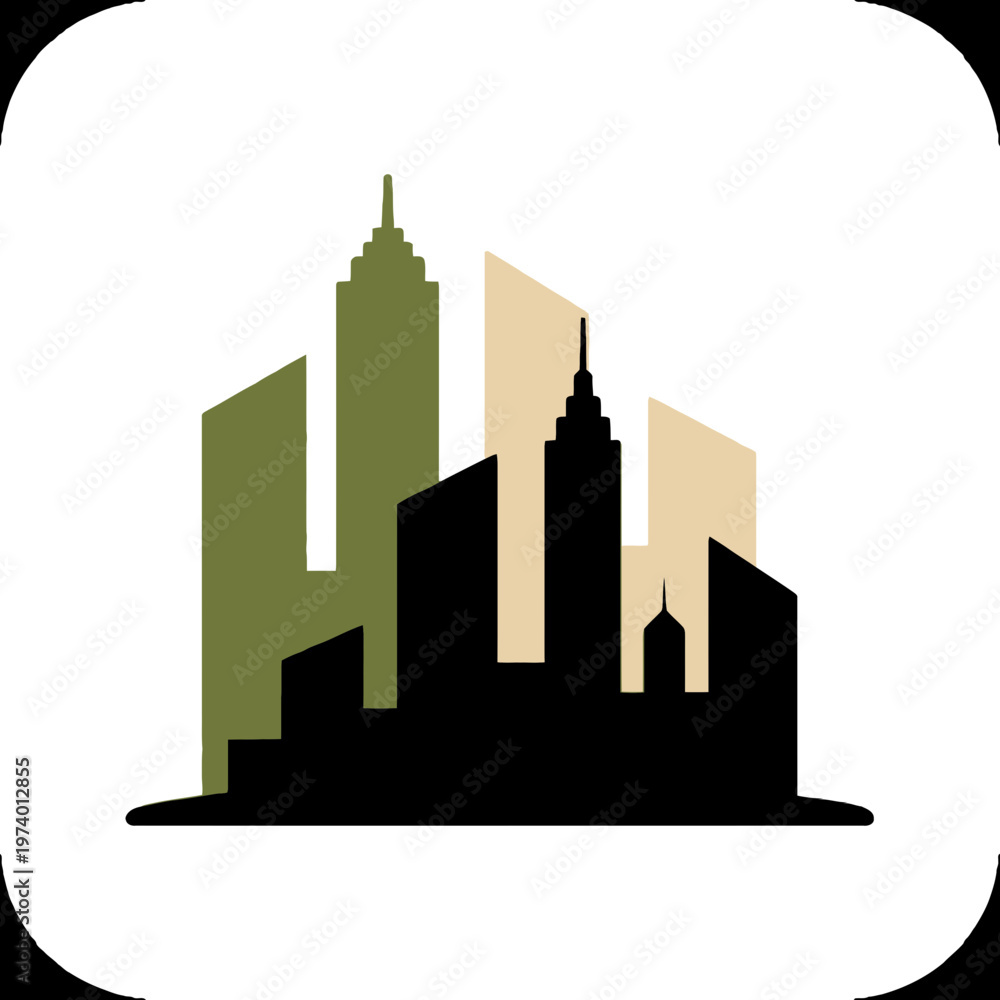 Naklejka premium Bold Architectural City Skyline Outline for Development. transparent.