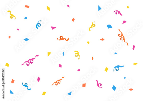 紙吹雪の背景イラスト　バナー　パーティ素材　クラッカー　シンプル　カラフル　お祝い