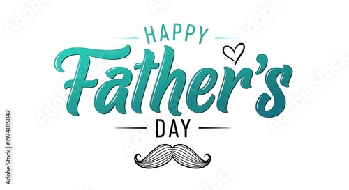 Happy Fathers Day Greeting Card Design With Mustache Illustration