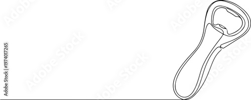Continuous one line of a bottle opener, symbol of convenience and practicality, style hand drawing vector illustration.