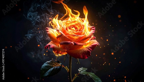 Fiery Rose - A Symbol of Passion and Transformation.