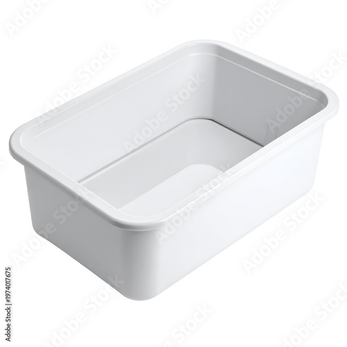 White Rectangular Plastic Storage Container or Tub with Transparent Background