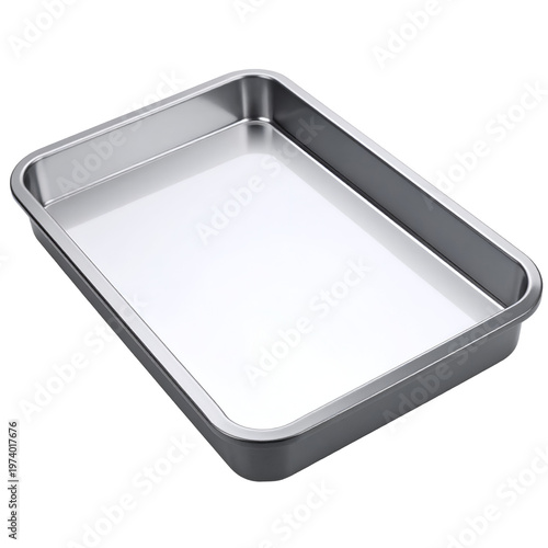 Empty Stainless Steel Rectangular Roasting Pan for Baking and Cooking, Transparent Background